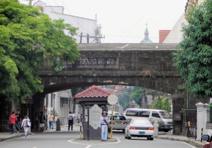 The gates of Intramuros, the city of Manila that's surrounded by thick high brick walls built by the Spaniards.